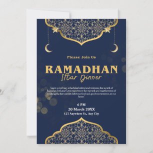 Blue Gold Modern Iftar Dinner Invitation