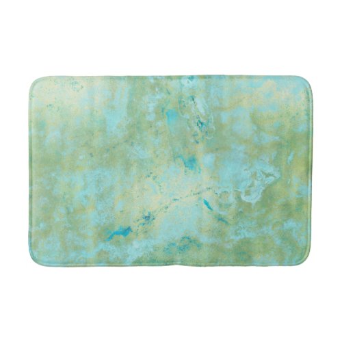 Blue  Gold Modern Marbled Abstract Marble Splash Bath Mat