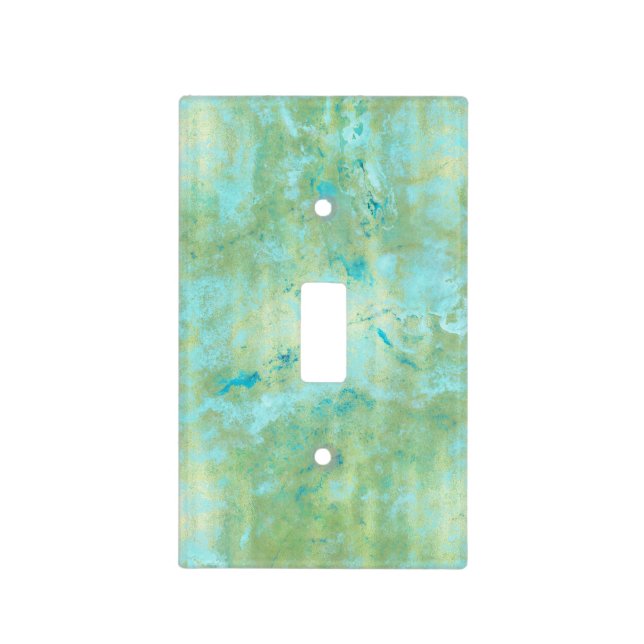 Blue & Gold Modern Marbled Abstract Marble Splash Light Switch Cover (Front)