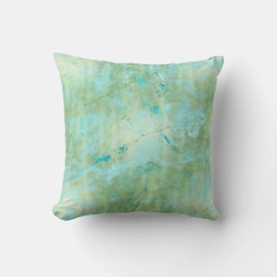 Blue & Gold Modern Marbled Abstract Marble Splash Throw Pillow