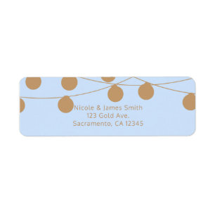 Blue & Gold Modern String Lights Shower Invitation Label