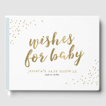 Blue & Gold Modern Stripes Wishes for Baby Shower
