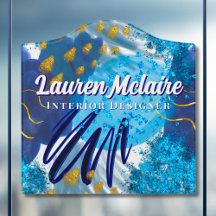 Blue & Gold Monogram Acrylic Door Sign