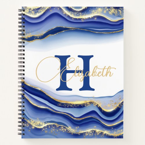 Blue Gold Monogram Sketchbook Notebook Journal