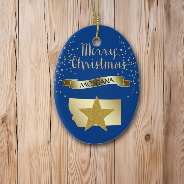 Blue Gold Montana Star Ceramic Ornament (Creator Uploaded)