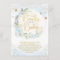 Blue Gold Moon & Stars Greenery Books for Baby Enclosure Card