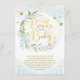 Blue Gold Moon & Stars Greenery Books for Baby Enclosure Card