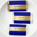 Blue gold name script modern minimalist hershey's miniatures<br><div class="desc">A classic Blue background,  decorated with a faux gold frame.  Personalize and add your name and age. The name is written with a stylish hand lettered style script.  For both him and her.</div>