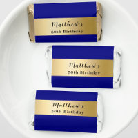 Blue gold name script modern minimalist