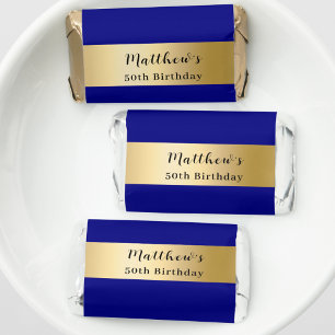 Blue gold name script modern minimalist hershey's miniatures