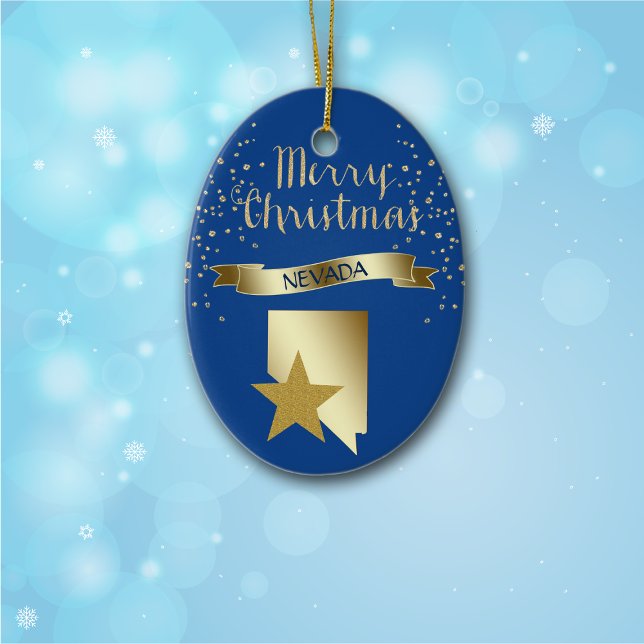 Blue Gold Nevada Star Ceramic Ornament (Creator Uploaded)