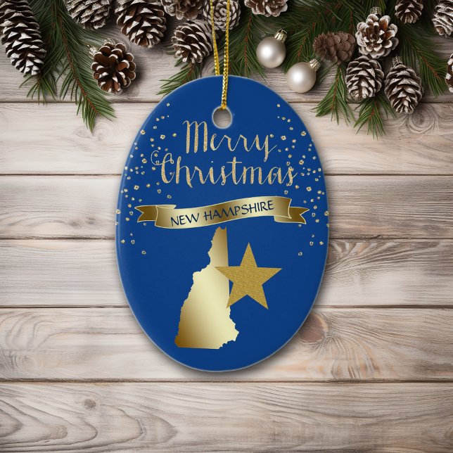 Blue Gold New Hampshire Star Ceramic Ornament (Creator Uploaded)