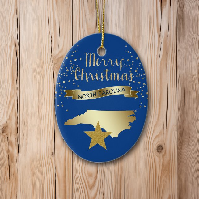 Blue Gold North Carolina Star Ceramic Ornament (Creator Uploaded)