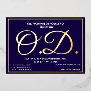 Blue Gold OD Graduation Foil Invitation