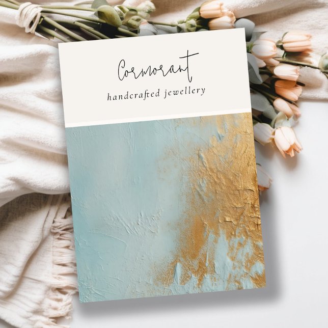 Blue Gold Oil Paint Texture Blank Jewelry Display Business Card (Creator Uploaded)