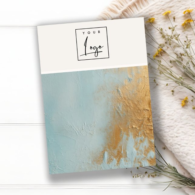 Blue Gold Oil Paint Texture Logo Blank Jewelry Business Card (Creator Uploaded)