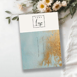 Blue Gold Oil Paint Texture Logo Hairpin Display Business Card