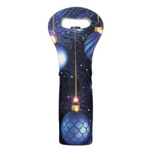 Blue Gold Ornaments Wine Tote