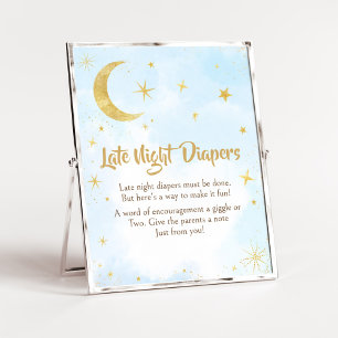 Blue Gold Over The Moon Baby Late Night Diapers Poster