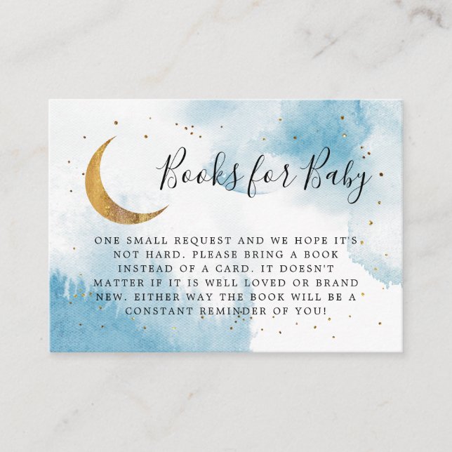 Blue Gold Over The Moon Book Request  Enclosure Card (Front)