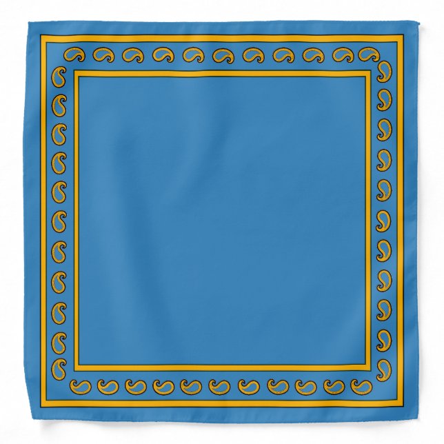 Blue Gold Paisley California Bandana (Front)