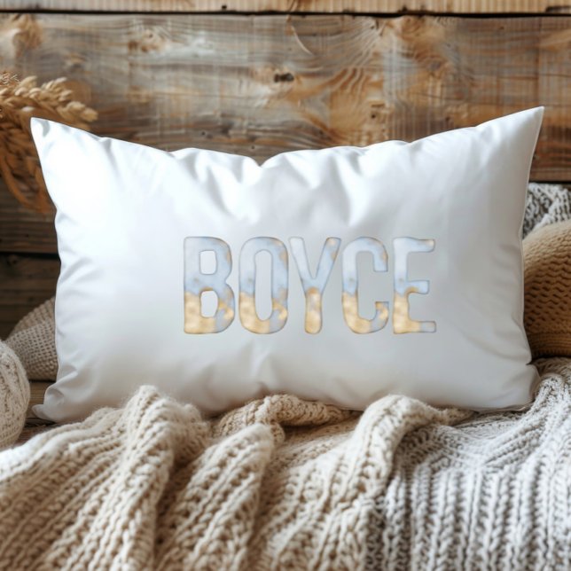 Blue Gold Pastel Watercolor Boyce Louisiana Lumbar Pillow (Creator Uploaded)
