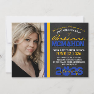 Blue & Gold Paw Print Graduation Announcement