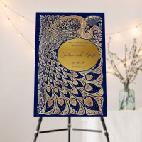 Blue Gold Peacock Art Nouveau Wedding Welcome