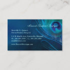 Blue Gold Peacock Feathers Monogram Business Cards