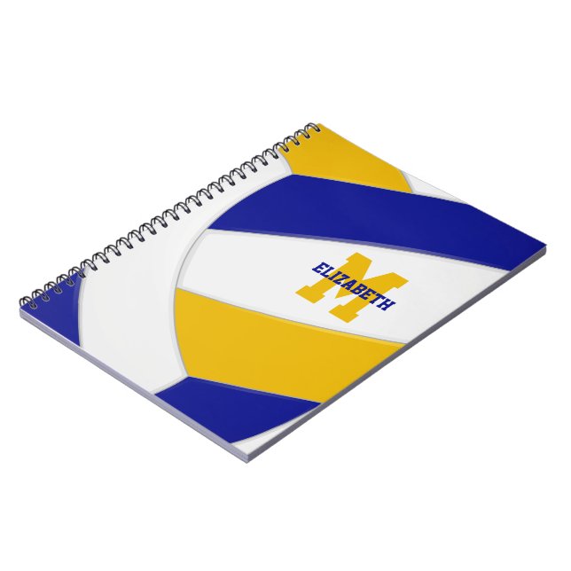 blue gold personalized girls boys volleyball  notebook (Left Side)