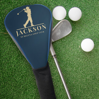 Blue & Gold Personalized Monogram Golfer Golf Head Cover