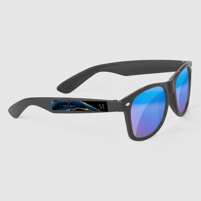 Blue Gold Personalized Name and Letter Sunglasses (Right)