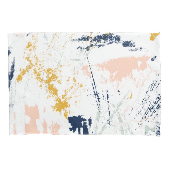 Blue Gold Pink Palette Splatter Pillow Case (Front)