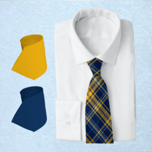Blue & Gold Plaid Neck Tie