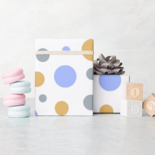 Blue Gold Polka Dots Wrapping Paper