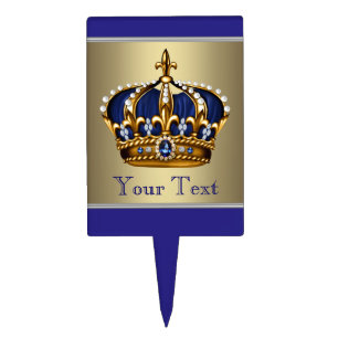 Blue Gold Prince Baby Shower Cake Topper