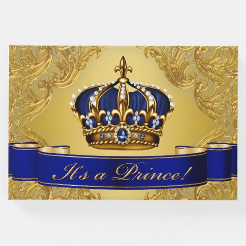 Blue Gold Prince Baby Shower Guest Book