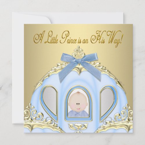 Blue  Gold Prince Baby Shower Invitations