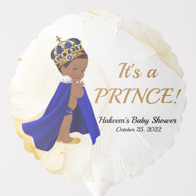 Blue gold prince baby shower It's a prince Balloon (Front)
