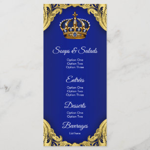 Blue Gold Prince Baby Shower Menus