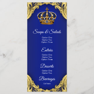 Blue Gold Prince Baby Shower Menus
