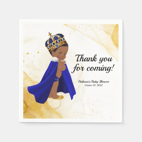 Blue gold prince baby shower napkins