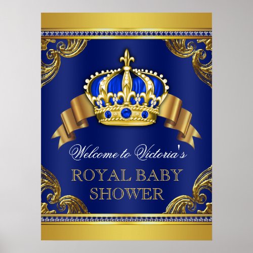 Blue Gold Prince Baby Shower Signs