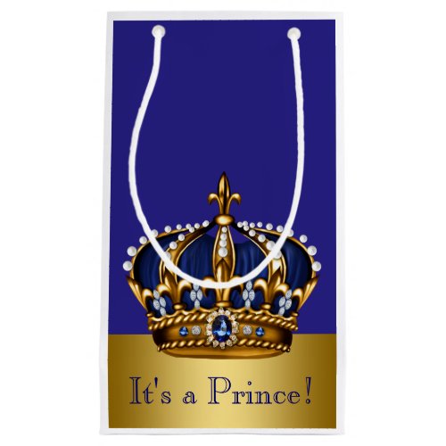 Blue Gold Prince Baby Shower Small Gift Bag