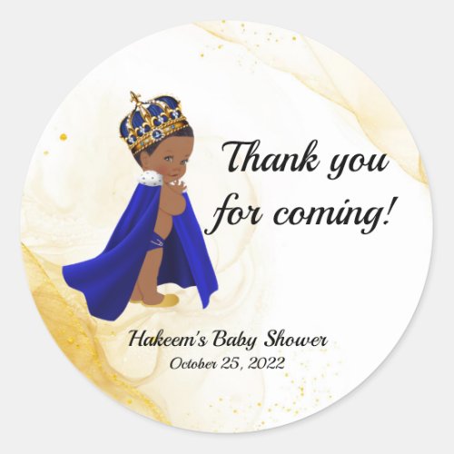 Blue gold prince baby shower _ Thank you sticker