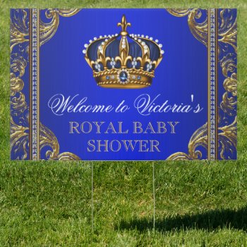 Blue Gold Prince Baby Shower Yard Sign by BabyCentral at Zazzle