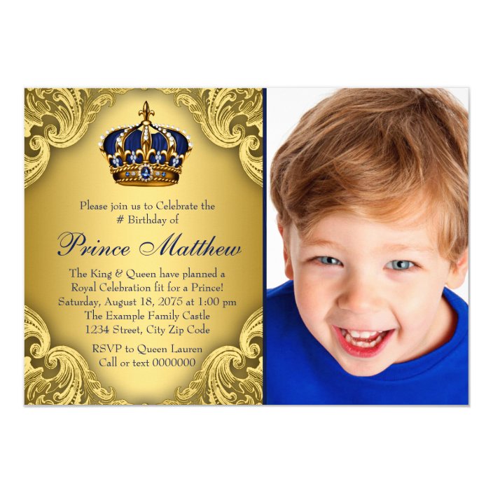 blue gold prince crown prince birthday party invitation zazzle com zazzle