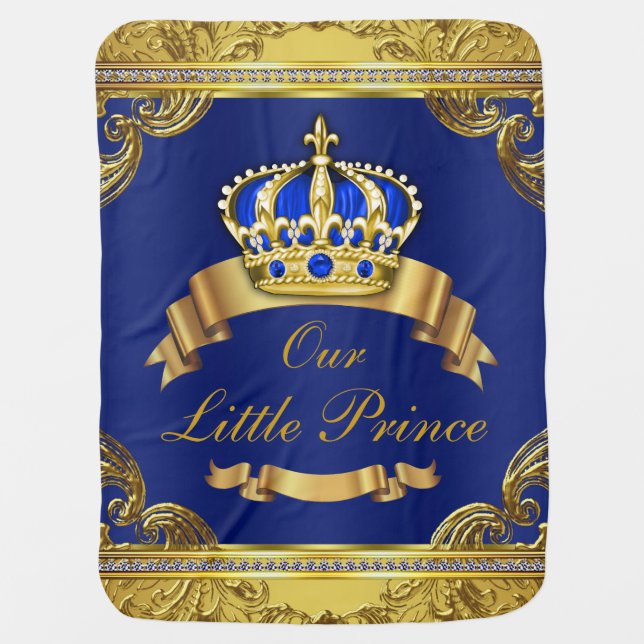 Blue Gold Prince Fancy Prince Baby Swaddle Blanket (Front)