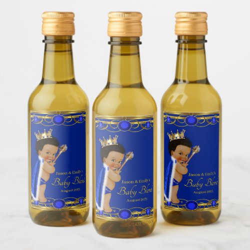 Blue Gold Prince Mini Wine Bottle Labels