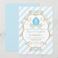 Blue Gold Princess Cinderella Carriage Birthday